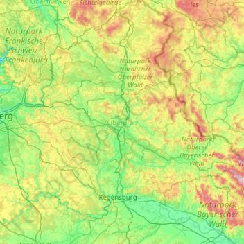 Upper Palatinate topographic map, elevation, terrain