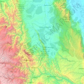 Oxapampa topographic map, elevation, terrain