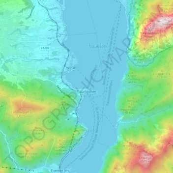 Traunkirchen topographic map, elevation, terrain