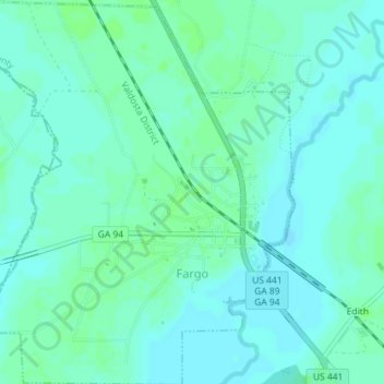 Fargo topographic map, elevation, terrain