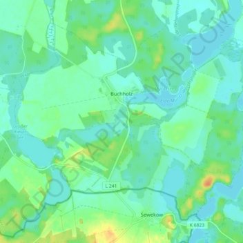 Buchholz topographic map, elevation, terrain