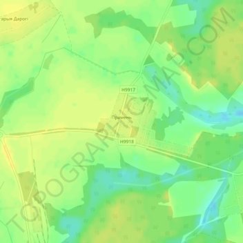 Луч topographic map, elevation, terrain