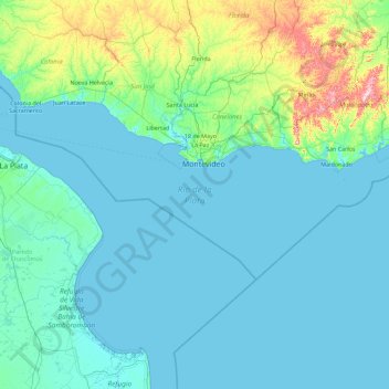 Río de la Plata topographic map, elevation, terrain