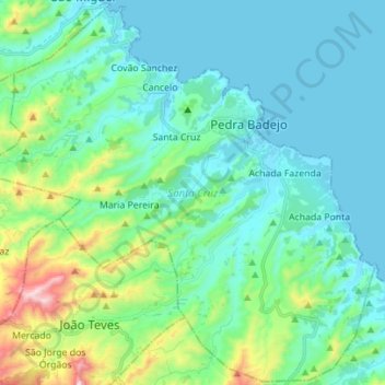Santa Cruz topographic map, elevation, terrain