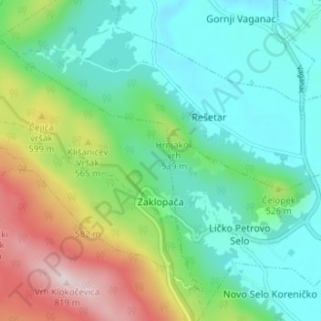 Zaklopača topographic map, elevation, terrain
