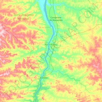 Porto Franco topographic map, elevation, terrain