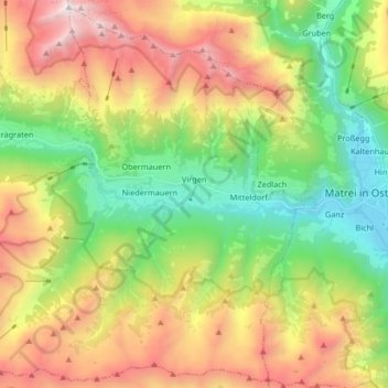 Virgen topographic map, elevation, terrain