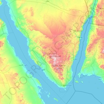 South Sinai topographic map, elevation, terrain