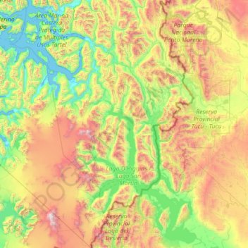 O’Higgins topographic map, elevation, terrain