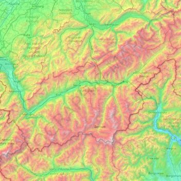 Valais/Wallis topographic map, elevation, terrain