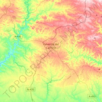Valverde del Camino topographic map, elevation, terrain