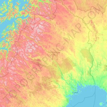 Comté de Norrbotten topographic map, elevation, terrain