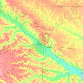 Wapello County topographic map, elevation, terrain