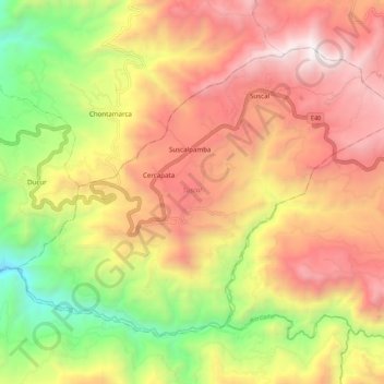 Suscal topographic map, elevation, terrain