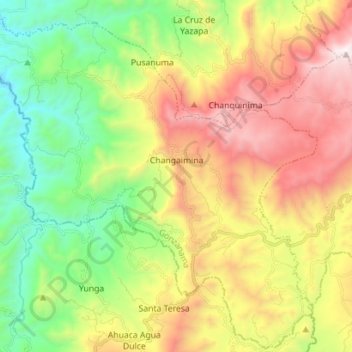 Changaimina topographic map, elevation, terrain
