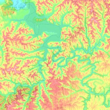 Cave Run Lake topographic map, elevation, terrain