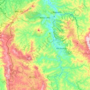 Nova Lima topographic map, elevation, terrain