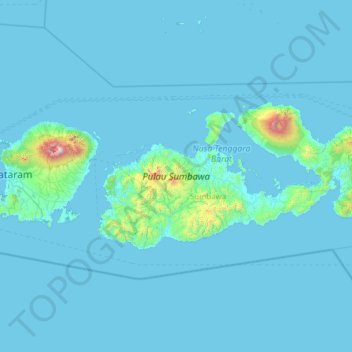 Sumbawa topographic map, elevation, terrain
