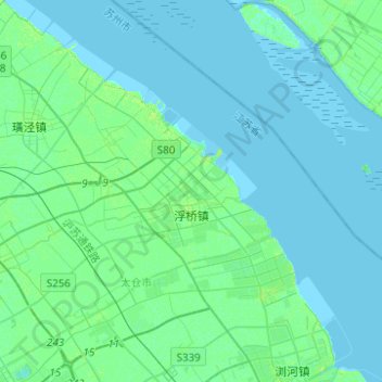 浮桥镇 topographic map, elevation, terrain