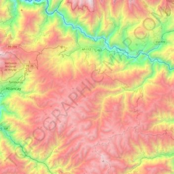 Curahuasi topographic map, elevation, terrain