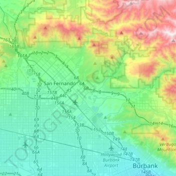 Los Angeles City Council District 7 topographic map, elevation, terrain