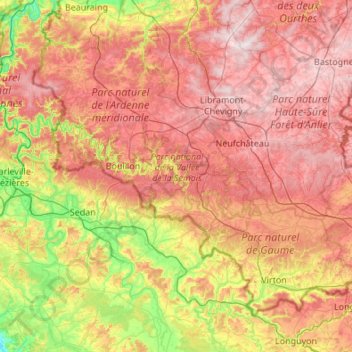 La Semois topographic map, elevation, terrain