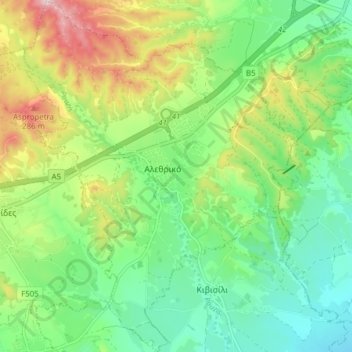 Alethriko topographic map, elevation, terrain