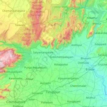 Erode topographic map, elevation, terrain