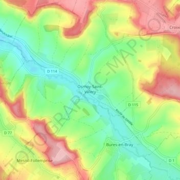 Osmoy-Saint-Valery topographic map, elevation, terrain