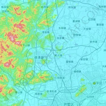 德清县 topographic map, elevation, terrain