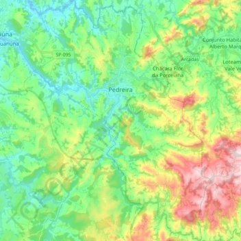 Pedreira topographic map, elevation, terrain