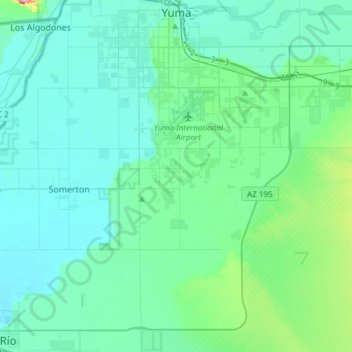Yuma topographic map, elevation, terrain
