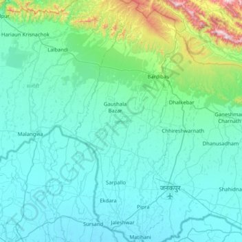 Mahottari topographic map, elevation, terrain