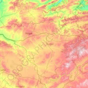 Yozgat topographic map, elevation, terrain
