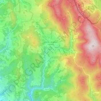Deštné v Orlických horách topographic map, elevation, terrain