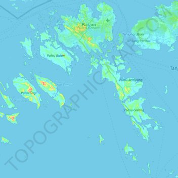 Batam topographic map, elevation, terrain