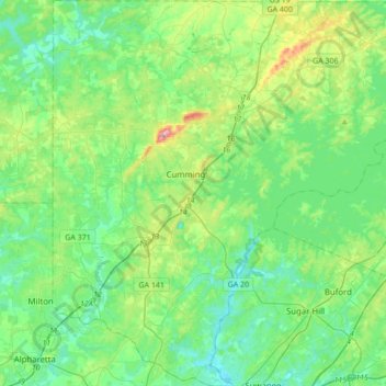 Forsyth County topographic map, elevation, terrain