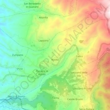 Rovito topographic map, elevation, terrain