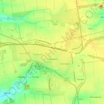 Pokrovsk topographic map, elevation, terrain