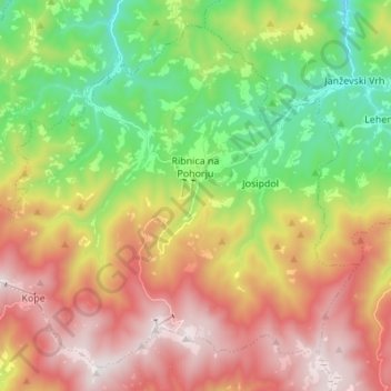 Ribnica na Pohorju topographic map, elevation, terrain