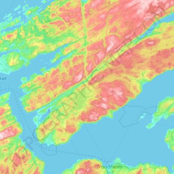 Indre Fosen topographic map, elevation, terrain