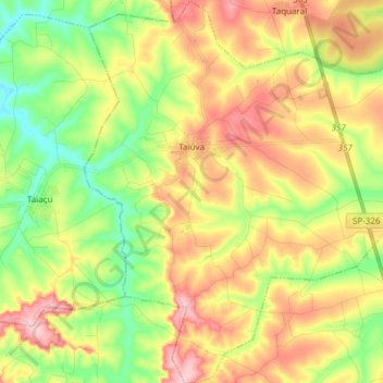 Taiúva topographic map, elevation, terrain