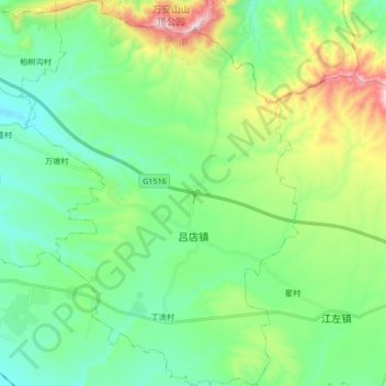 吕店镇 topographic map, elevation, terrain