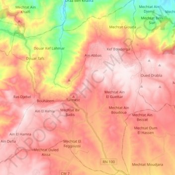 Bouhatem topographic map, elevation, terrain
