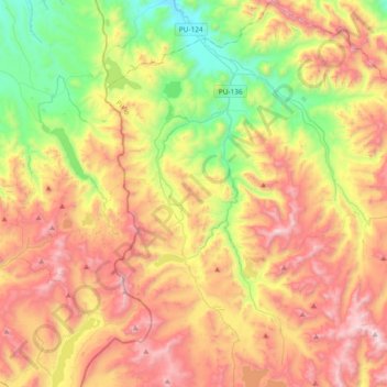 Ocuviri topographic map, elevation, terrain