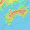 Shikoku topographic map, elevation, terrain
