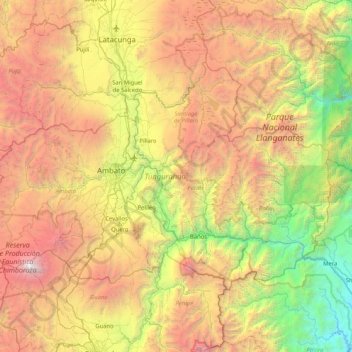 Tungurahua topographic map, elevation, terrain
