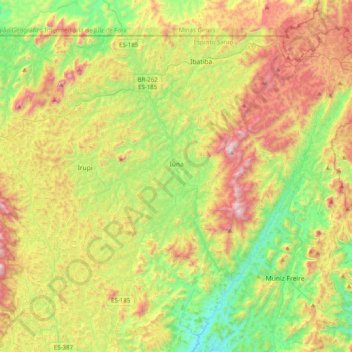 Iúna topographic map, elevation, terrain