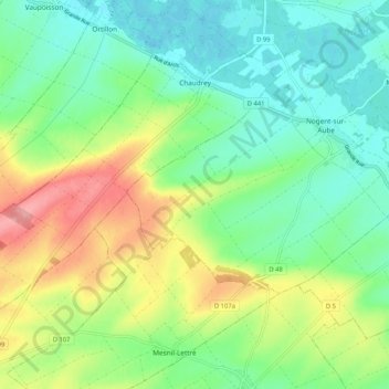 Chaudrey topographic map, elevation, terrain