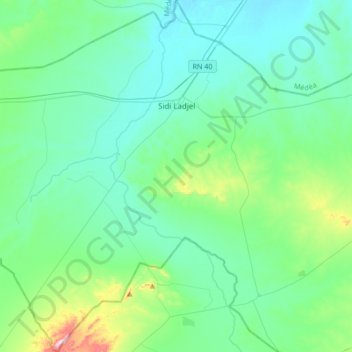 Sidi Ladjel topographic map, elevation, terrain